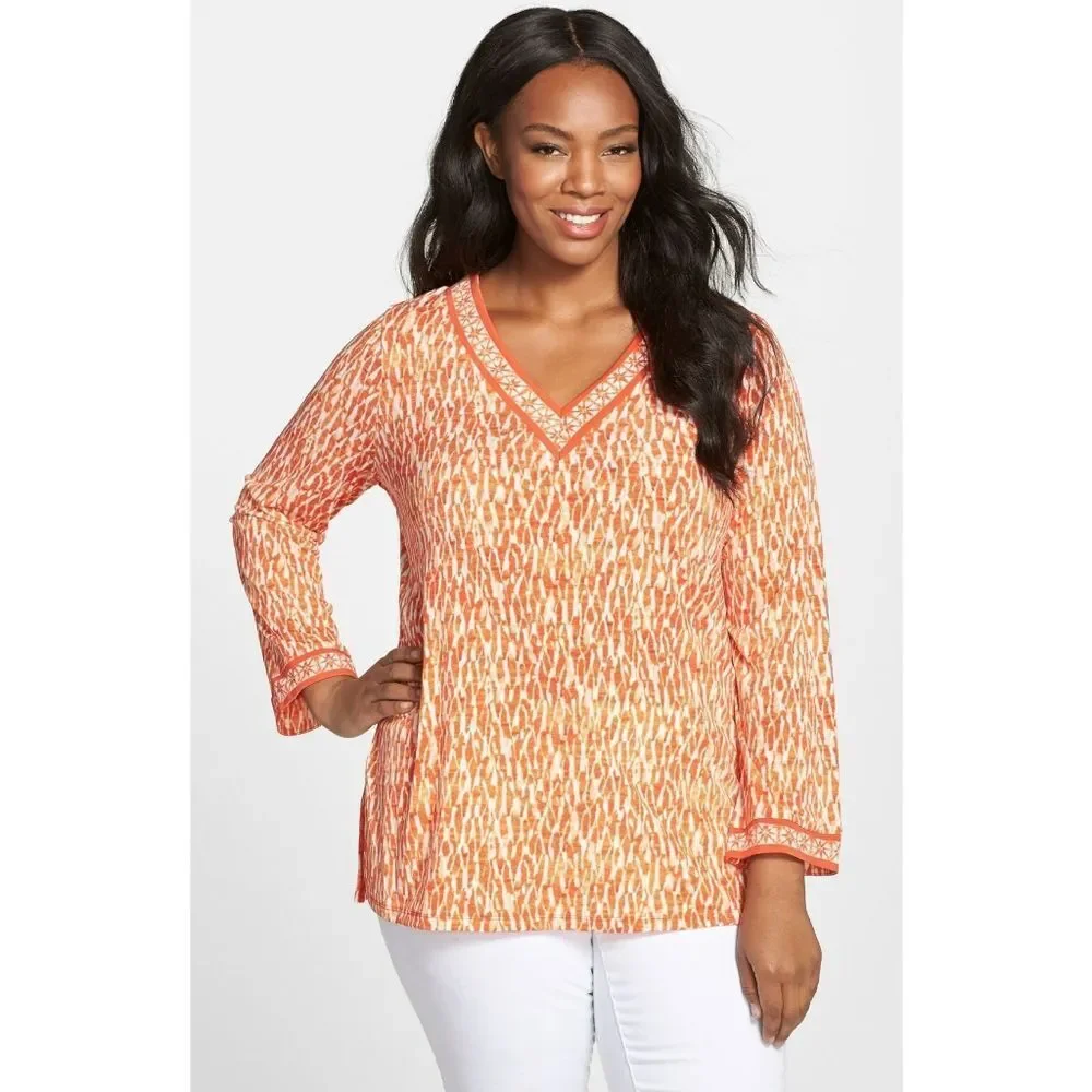 New! MICHAEL KORS Women's Plus Size Tunic Jersey Top Blouse Long Sleeves Size 0X